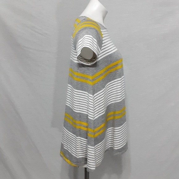 Puella Anthropologie Oversized Tunic Top Small Yellow Gray White Striped Flowy - Picture 3 of 5